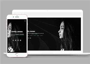 黑色设计师简历响应式网页模板下载-项目资源网