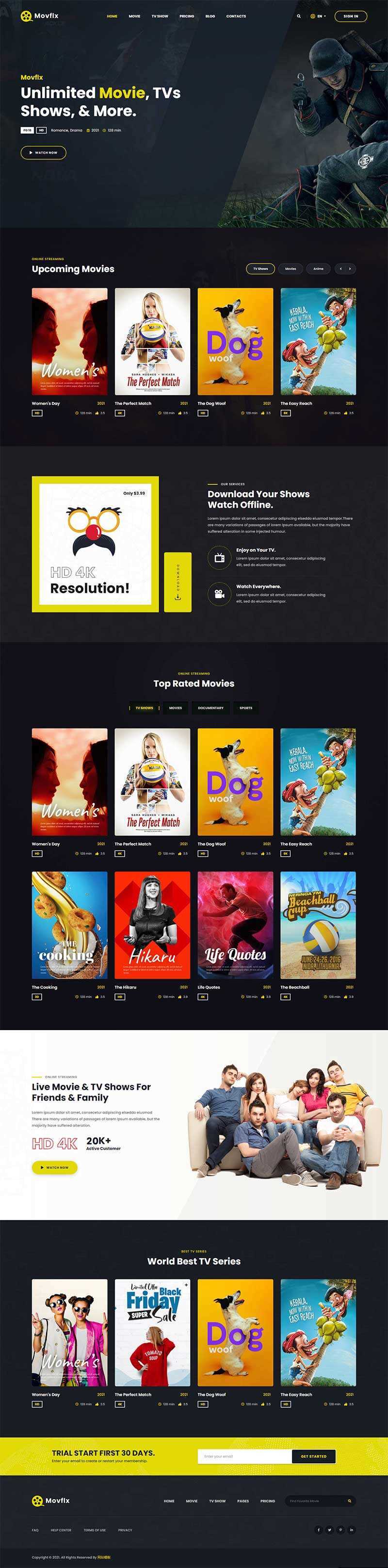 响应式在线影院视频平台HTML5模板-项目资源网