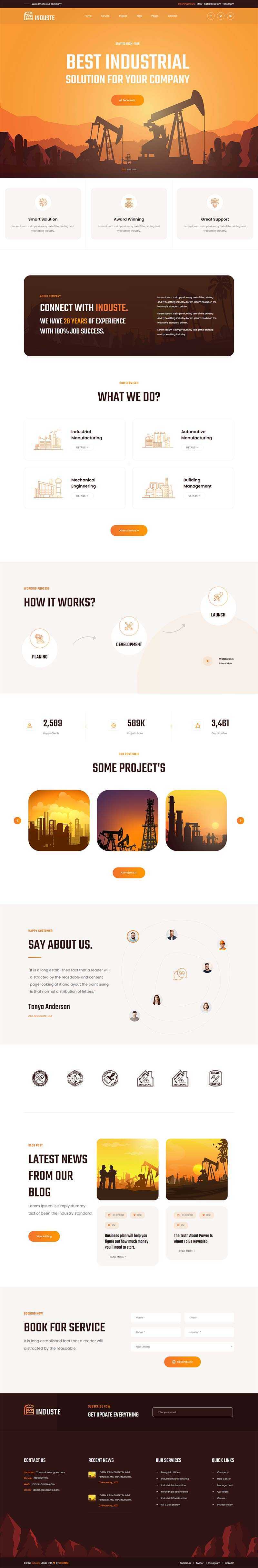 Bootstrap橙色多用途的工业生产企业网站html模板-项目资源网