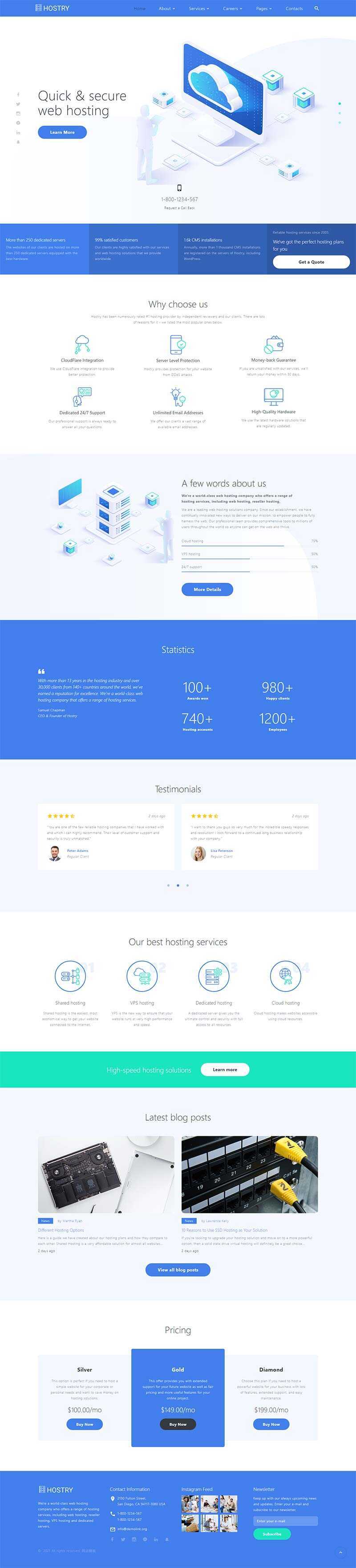 IDC虚拟主机托管官网html模板-项目资源网