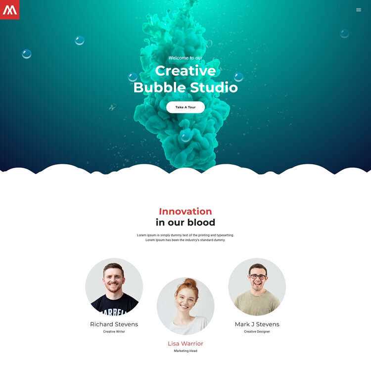 个性创意泡泡工作室html5模板-项目资源网