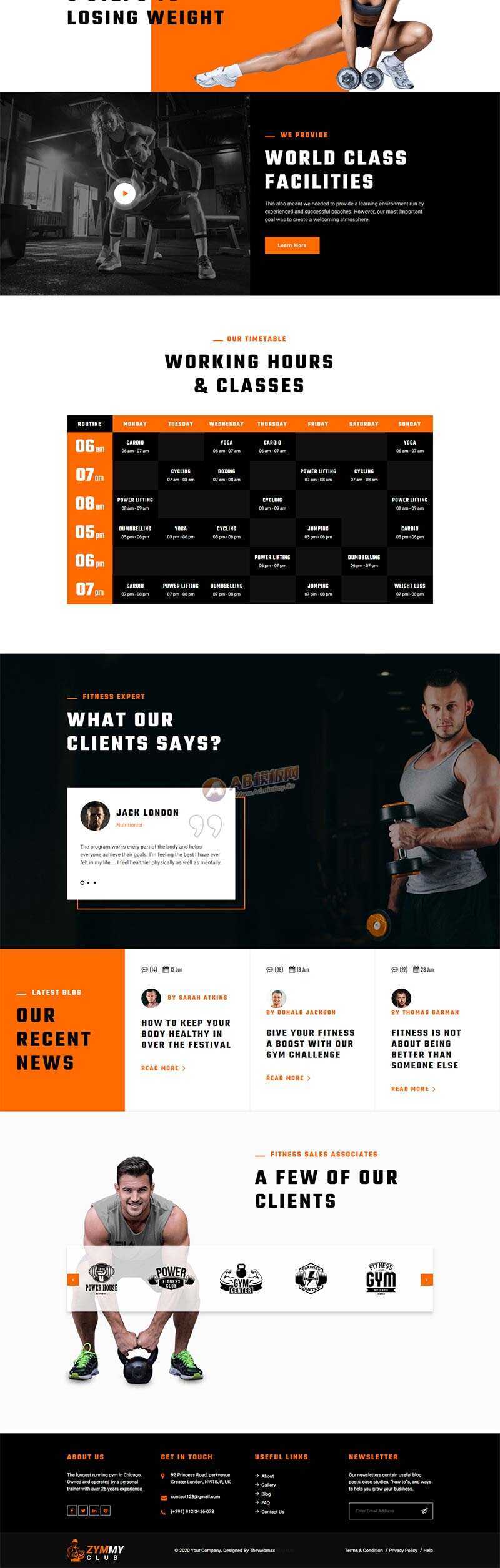 响应式html5健身俱乐部网站html模板-项目资源网