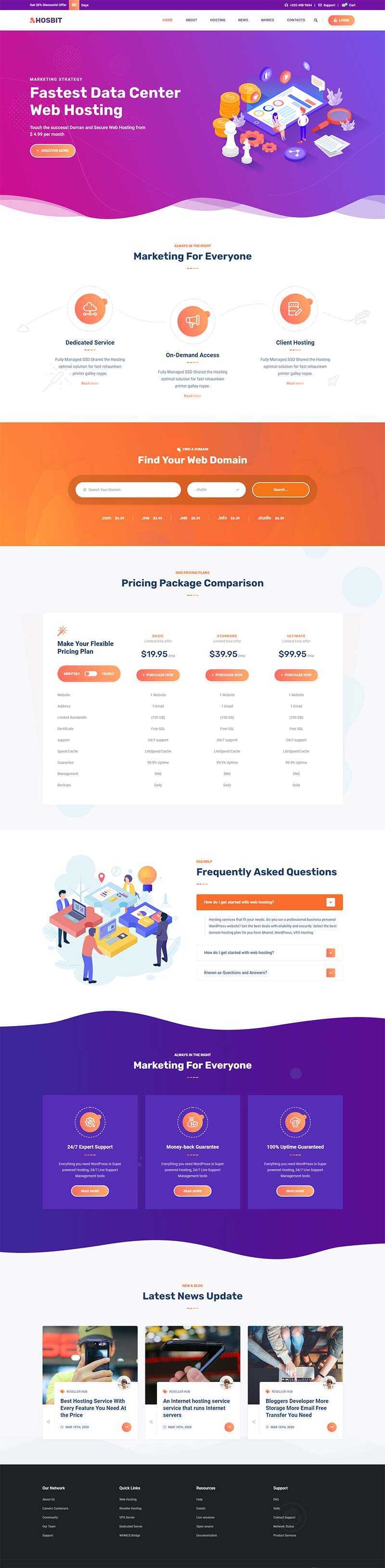 云主机域名服务网站HTML5模板-项目资源网