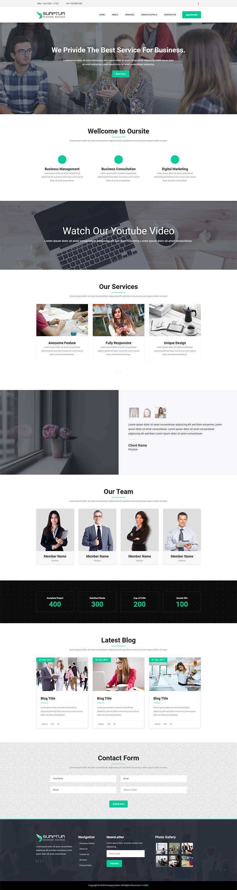 宽屏大气的企业官网网站模板 HTML模板-项目资源网