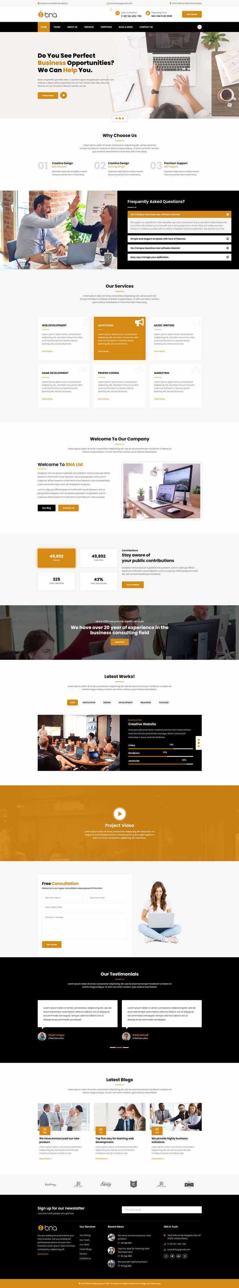 Bootstrap多用途响应式商务企业展示html模板-项目资源网