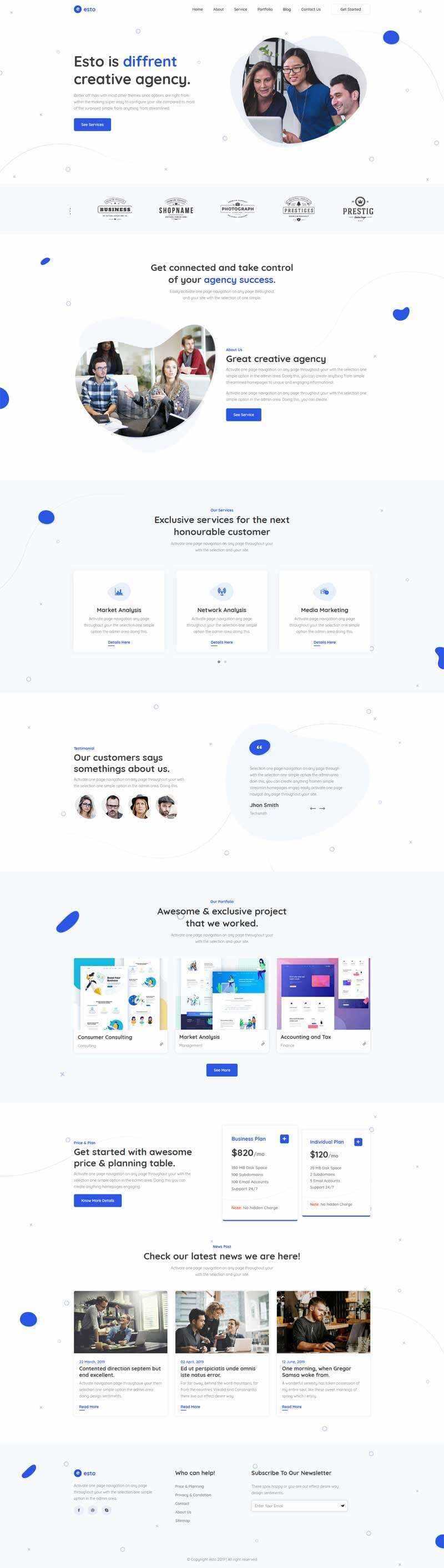 响应式创意的微小企业工作室网站html模板-项目资源网
