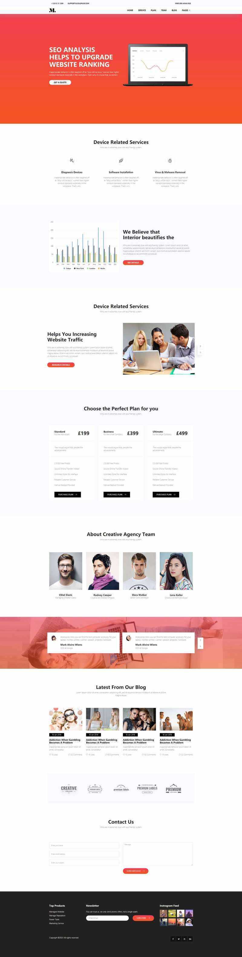 红色响应式SEO优化服务网站html模板-项目资源网