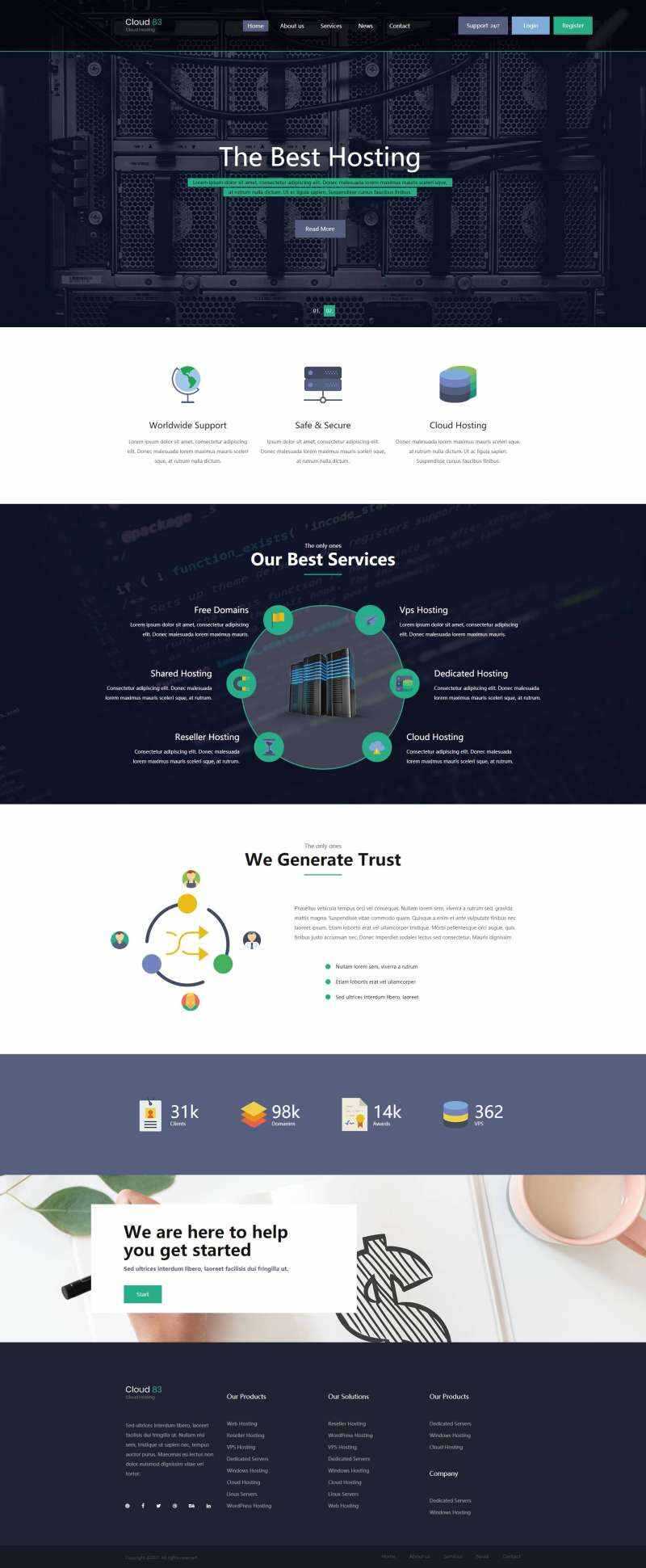 多用途主机托管云服务网站html模板-项目资源网