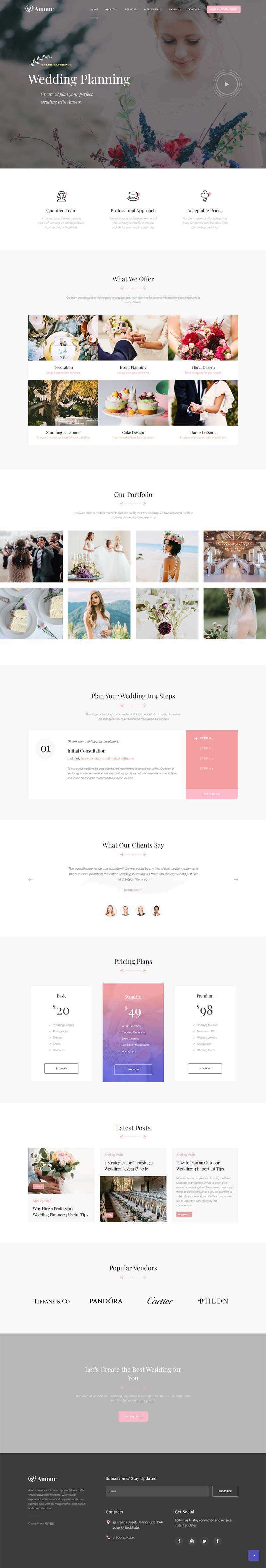 粉色简约的婚庆婚礼策划网站html模板-项目资源网