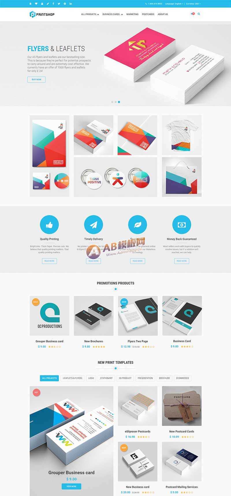 图片[3]-蓝色的响应式名片印刷公司网站html模板-项目资源网