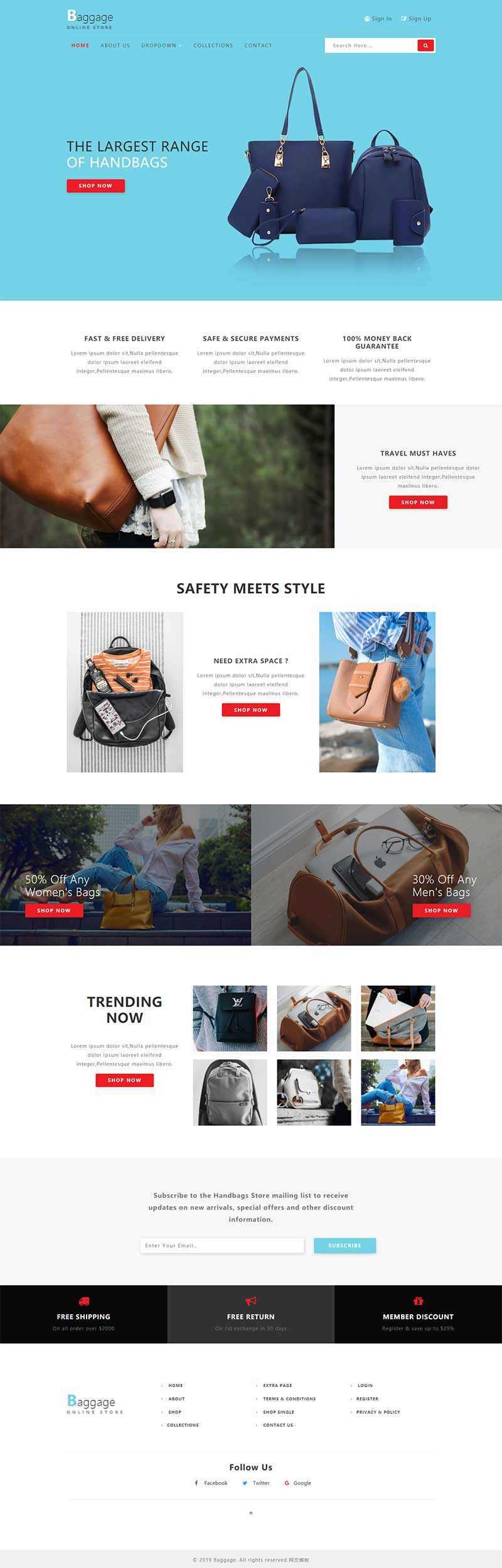 Bootstrap响应式箱包电子商务网站html模板-项目资源网
