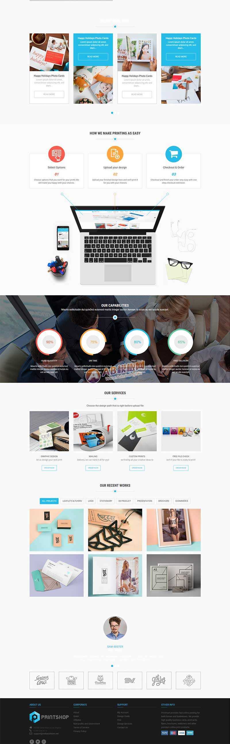 图片[2]-蓝色的响应式名片印刷公司网站html模板-项目资源网