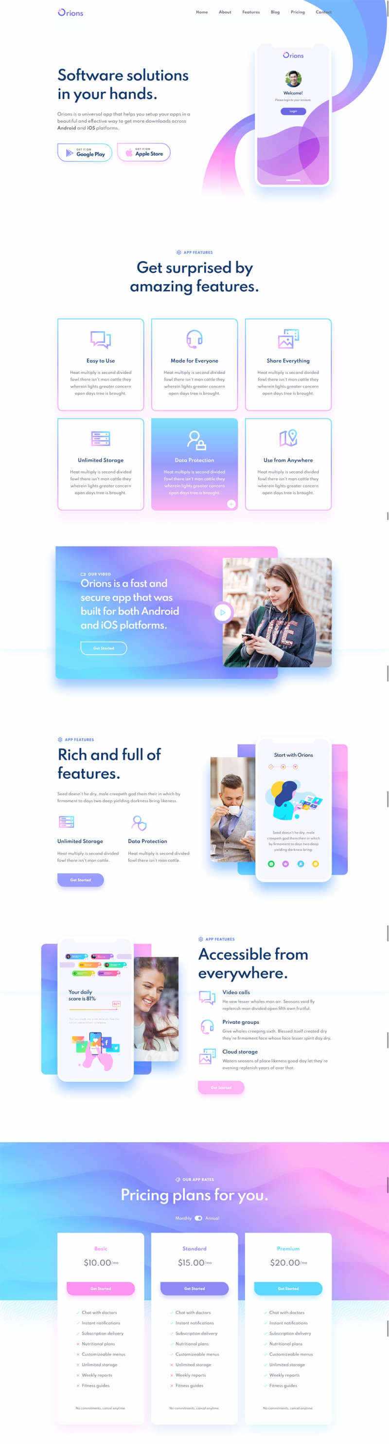 响应式app应用程序网页模板-项目资源网