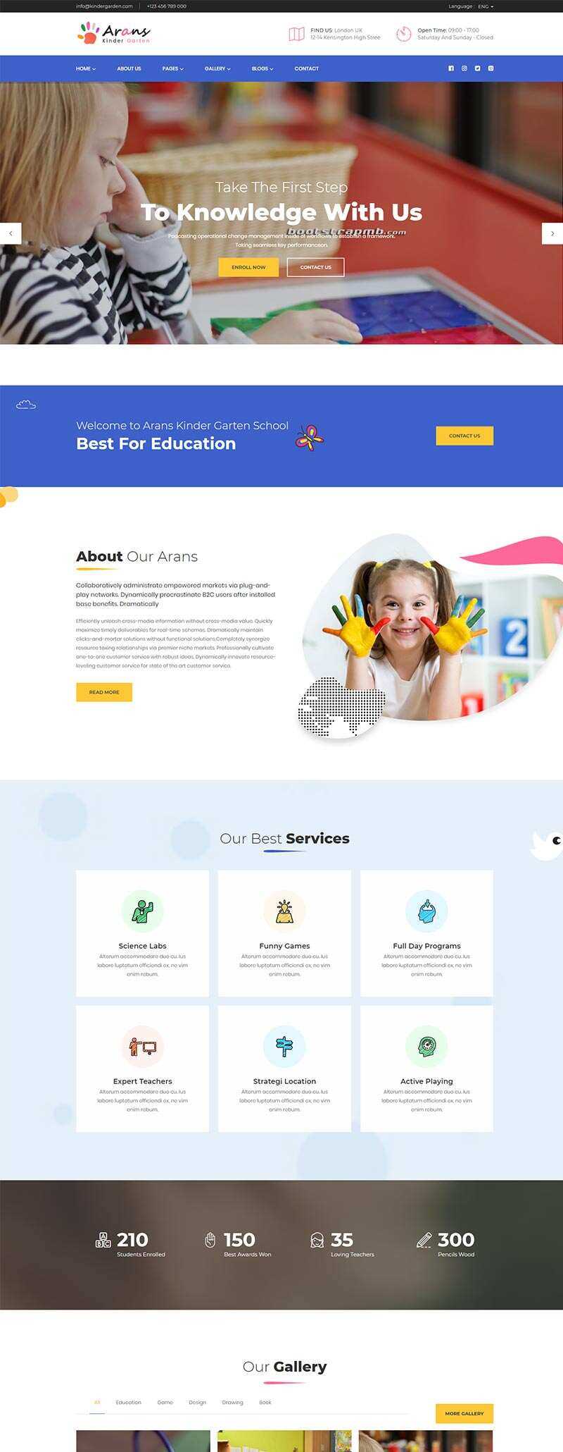 Bootstrap响应式幼儿园早教中心网站html模板-项目资源网