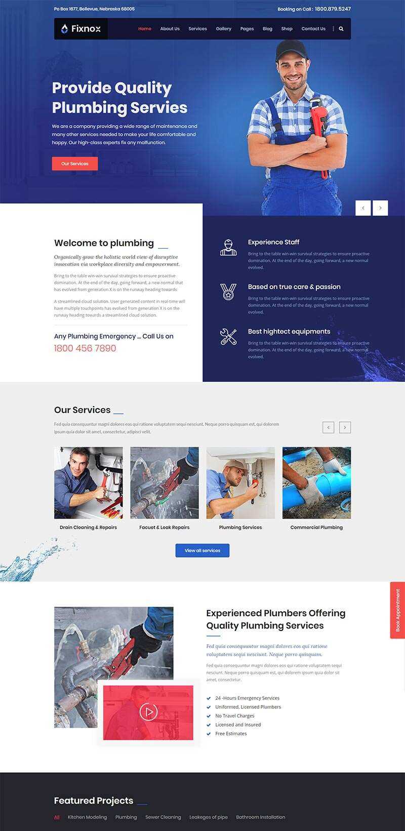 Bootstrap管道修理家政保洁公司网站html模板-项目资源网