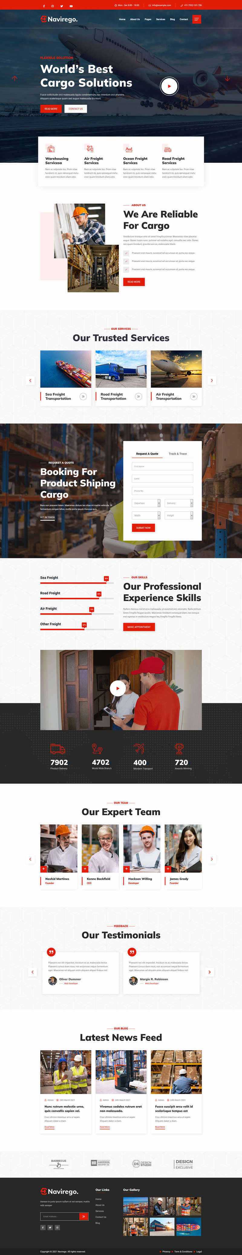 bootstrap红色的物流快递公司网站HTML模板-项目资源网