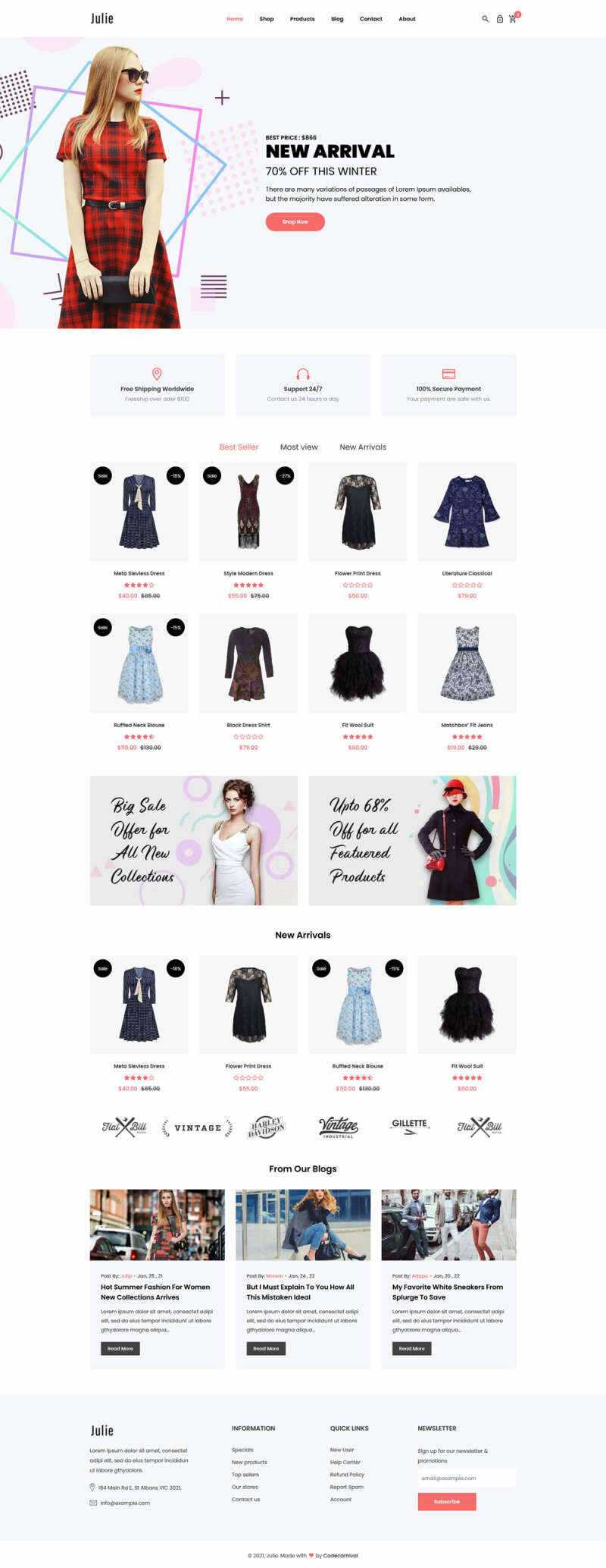 bootstrap简洁的时尚女装电商html模板-项目资源网