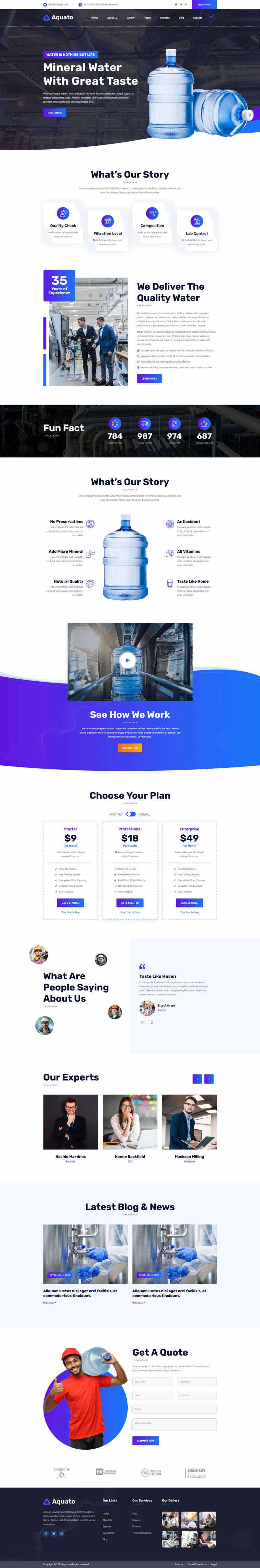 bootstrap饮用水送货服务公司网站HTML模板-项目资源网