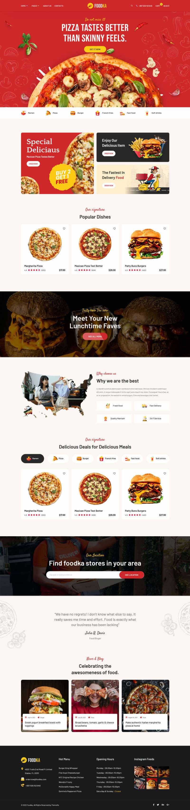 bootstrap响应式披萨店铺外卖配送HTML模板-项目资源网