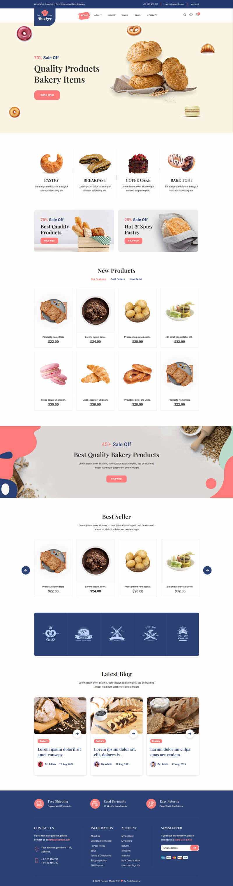 Bootstrap5甜品面包店铺HTML电商模板-项目资源网