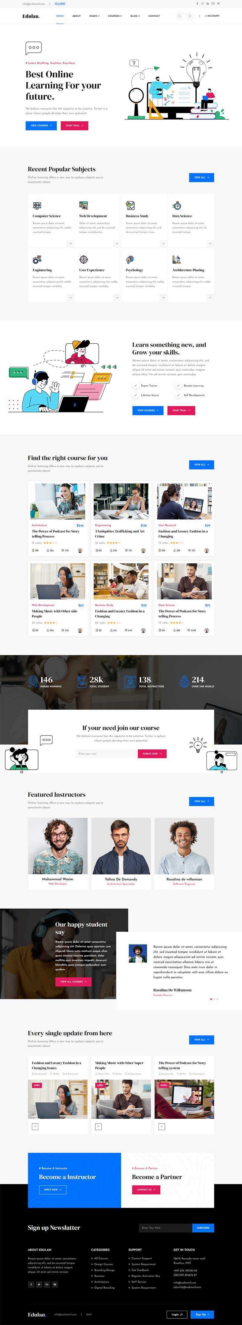 多功能响应式课程教育行业网页模板-项目资源网