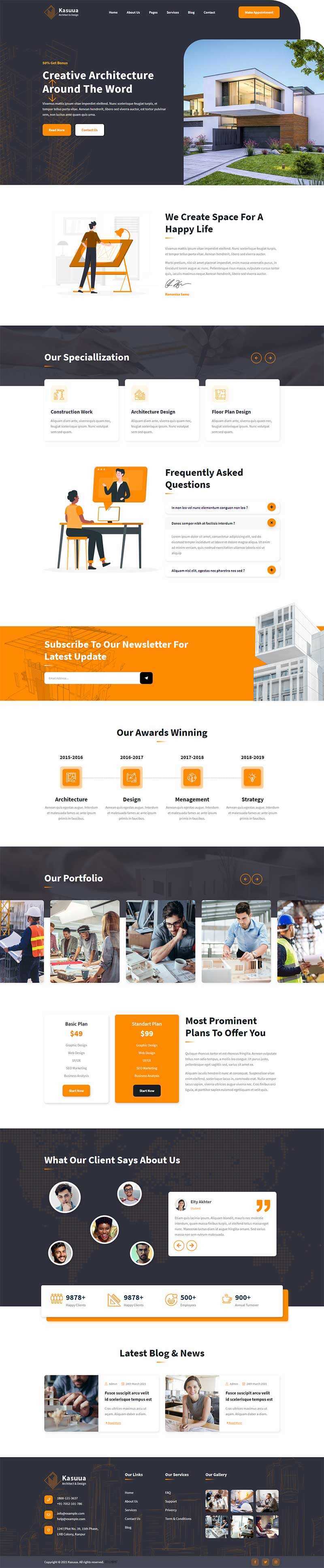 bootstrap建筑设计公司官网HTML模板-项目资源网