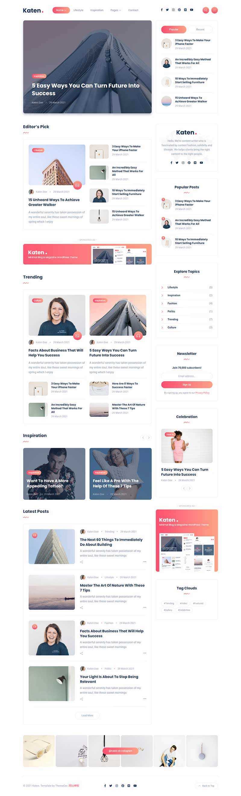 bootstrap响应式博客和杂志HTML模板-项目资源网