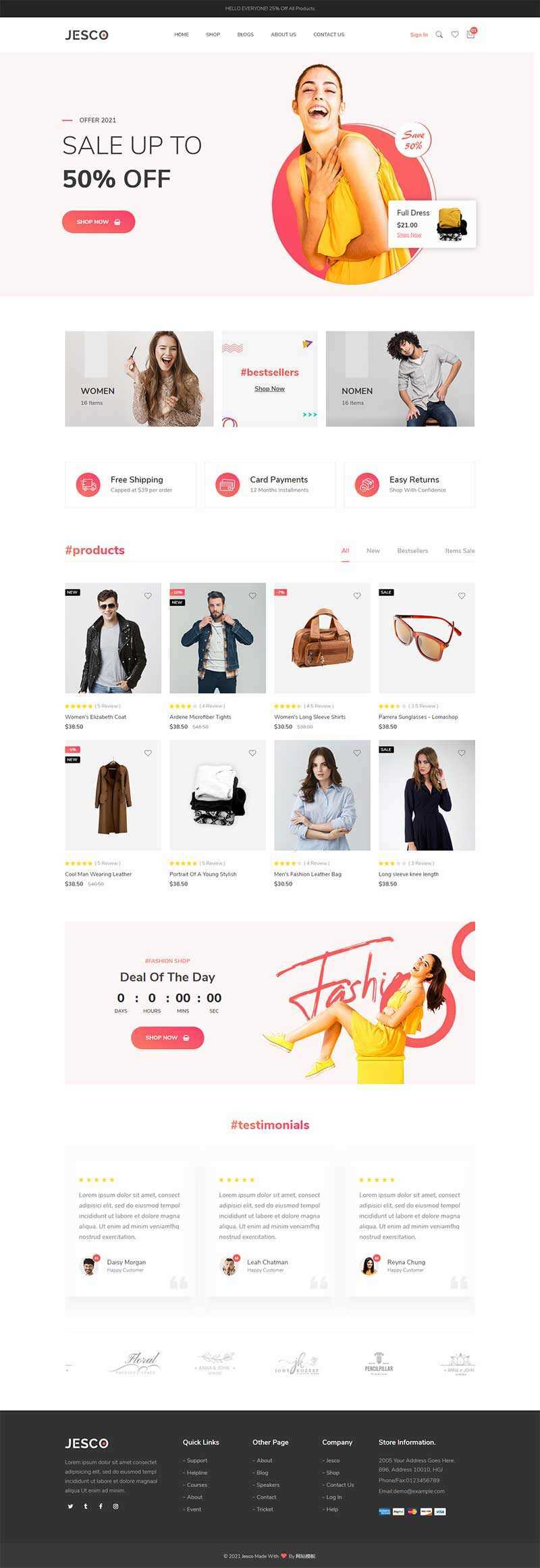 响应式时尚服装配饰商城HTML模板-项目资源网