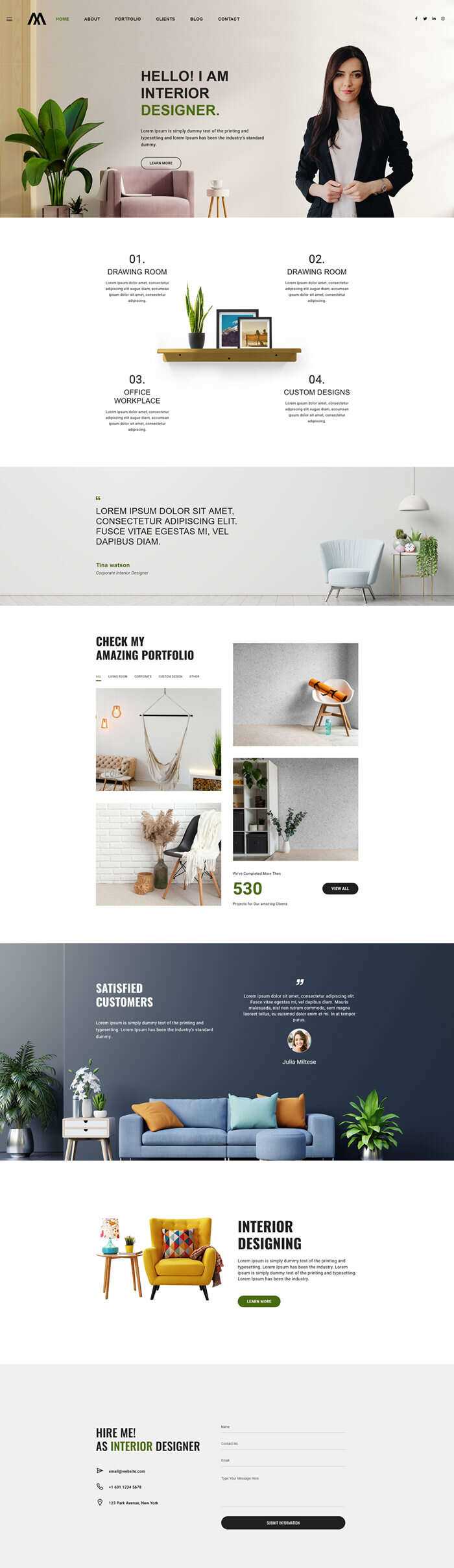 室内设计师个人作品简历html5模板-项目资源网