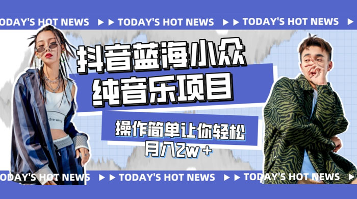 宝藏细分领域，抖音蓝海小众纯音乐项目，操作简单让你轻松月入 2w+-项目资源网