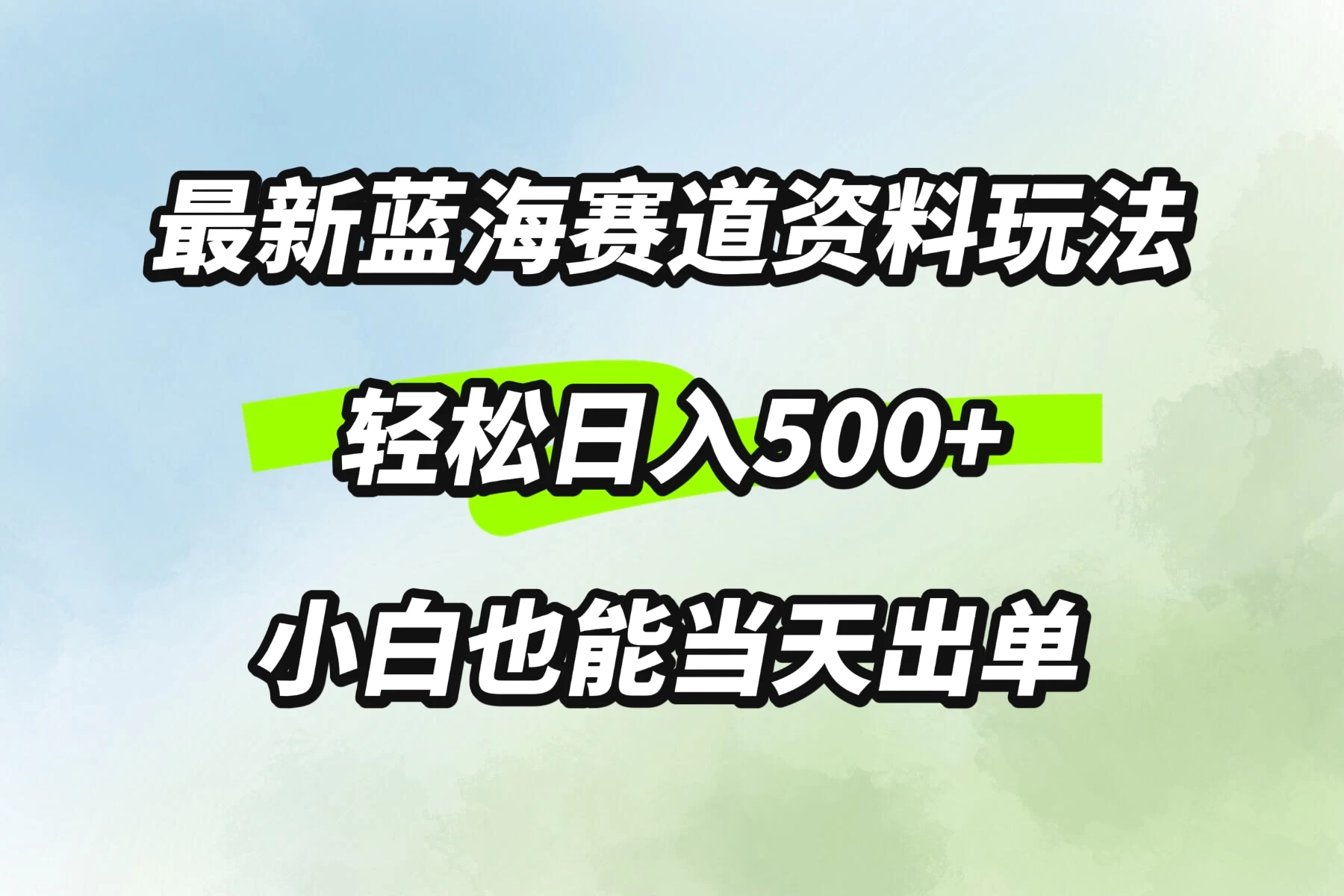 最新蓝海赛道资料玩法，轻松日入500+，小白也能当天出单-项目资源网