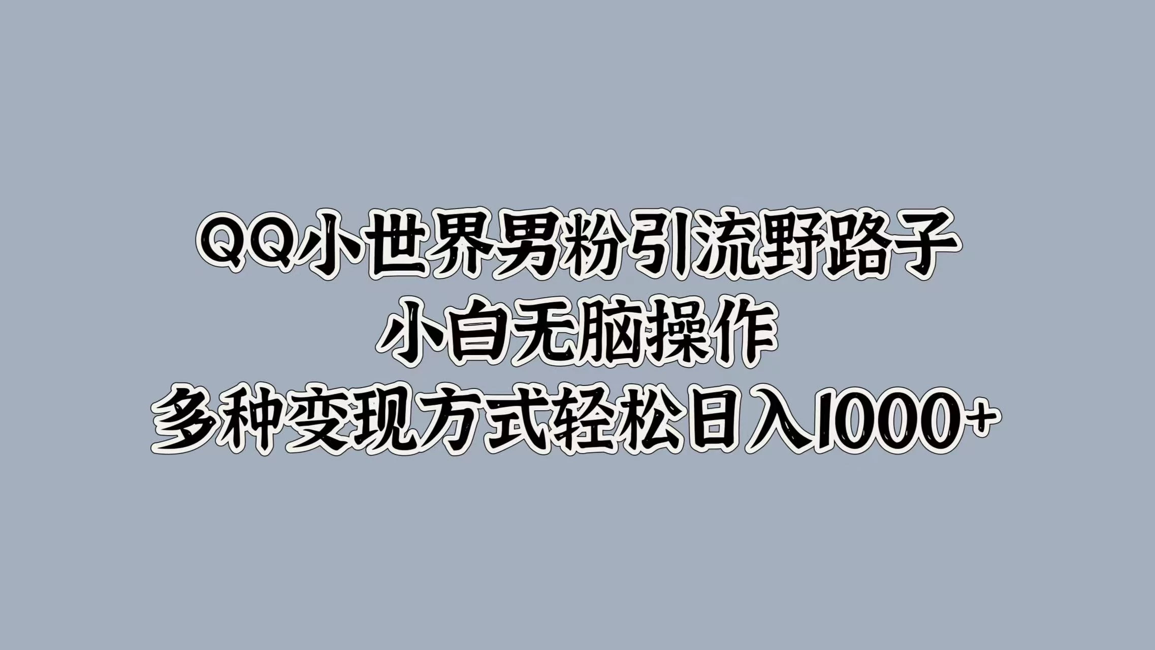 QQ小世界男粉引流野路子，小白无脑操作，多种变现方式轻松日入1000+-项目资源网
