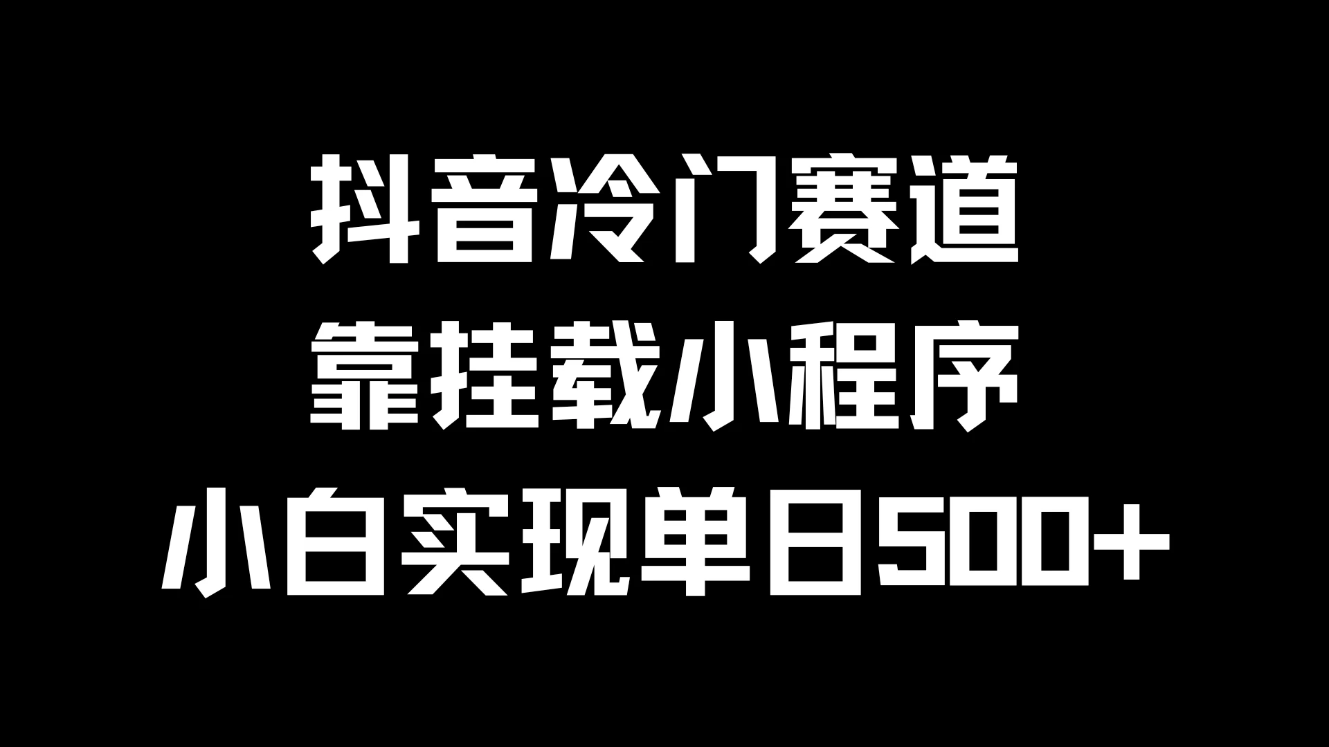 抖音冷门赛道，靠挂载小程序，小白实现单日500+-项目资源网