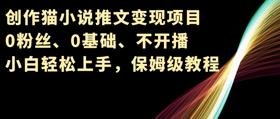 小说推文变现项目，0粉丝、0基础、不开播、小白轻松上手，保姆级教程-项目资源网