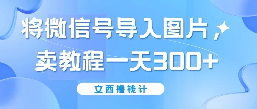 将微信号导入图片,卖教程一天300+(无脑操作!有手就会!)-项目资源网