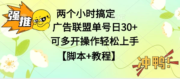广告联盟掘金，每天2小时稳定收益单号30+可多开，轻松上手，全套详细【脚本+教程】-项目资源网