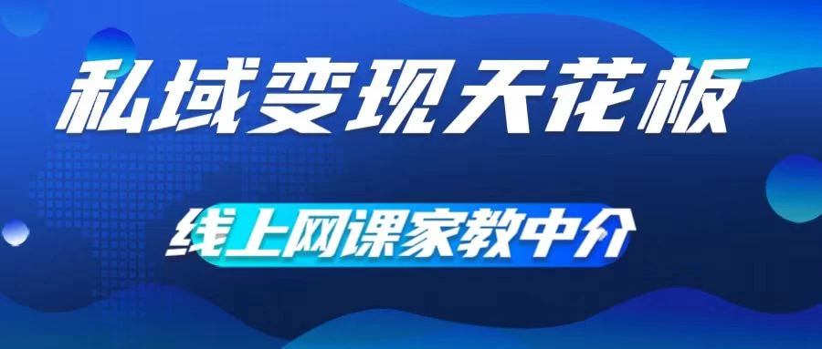 私域变现天花板，网课家教中介，只做渠道和流量，让大学生给你打工、0成本实现月入五位数-项目资源网