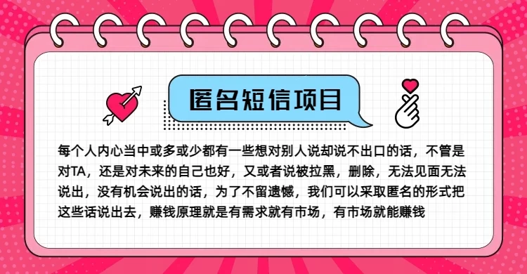 冷门小众赚钱项目，匿名短信，玩转信息差，月入五位数-项目资源网