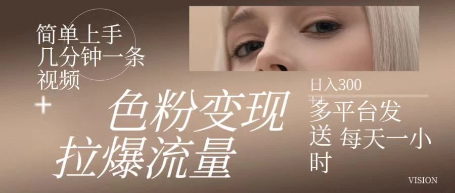 色粉变现,拉爆流量,简单上手几分钟一条视频,多平台发送每天一小时,日入300+-项目资源网