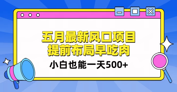 5月最新风口项目,提前布局早吃肉,小白也能一天暴利500+-项目资源网