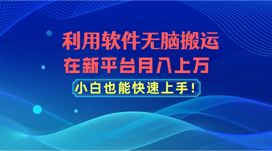 利用软件无脑搬运，在新平台月入上万，小白也能快速上手-项目资源网