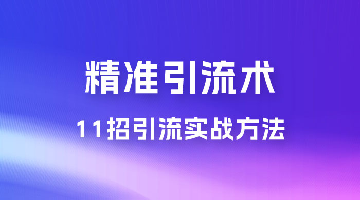 精准引流术：11 招引流实战方法，让你私域流量加到爆（共 11 课）-项目资源网