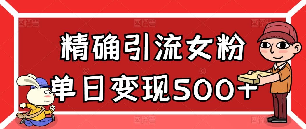 精确引流女粉，单日变现500+，高复购，保姆级教程-项目资源网
