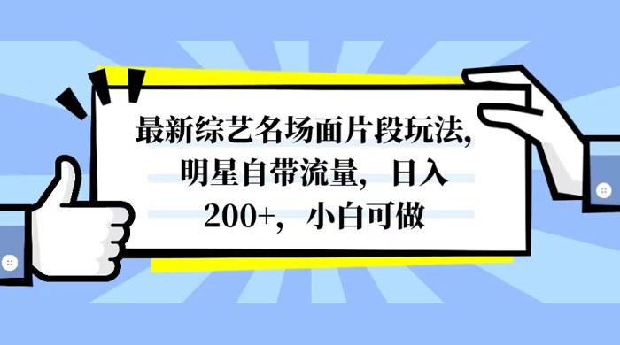 最新综艺名场面片段玩法，明星自带流量，日入200+，小白可做-项目资源网