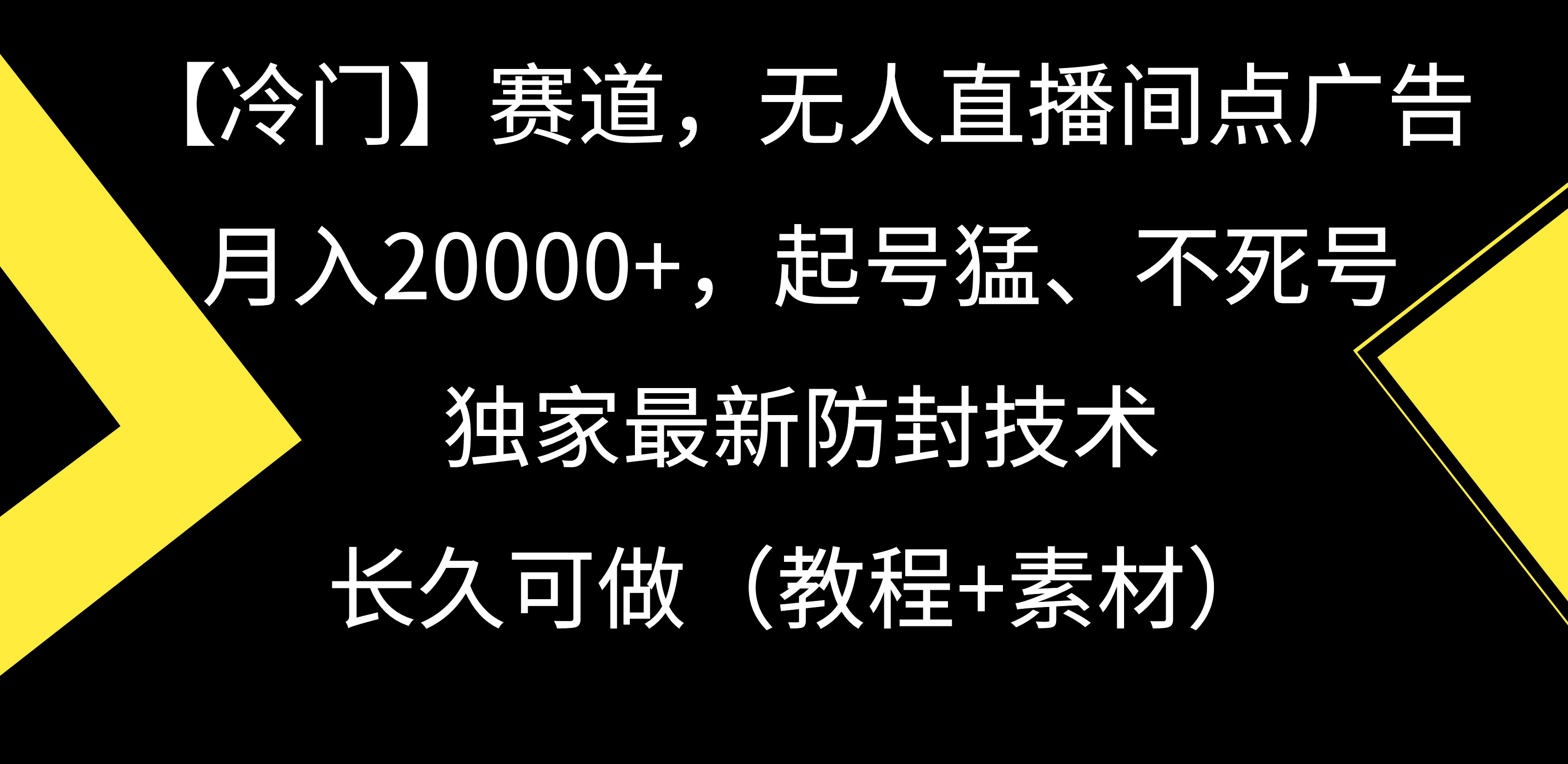 【冷门】赛道,无人直播间点广告,月入20000+,起号猛、不死号,独家最新防封技术,长久可做(教程+素材)-项目资源网
