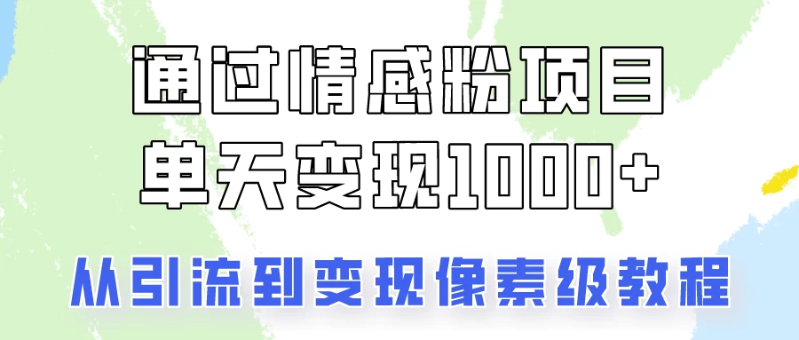 我是怎么通过情感粉项目单天变现1000+的，从引流到变现像素级教程-项目资源网