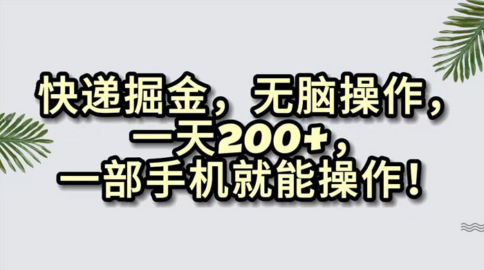 快递掘金，无脑搬运，一天 200+，一部手机就能操作-项目资源网