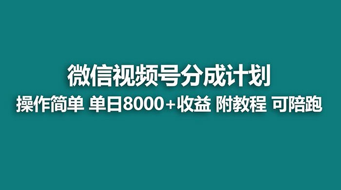 蓝海项目，视频号分成计划，单天收益 8000+，附玩法教程-项目资源网
