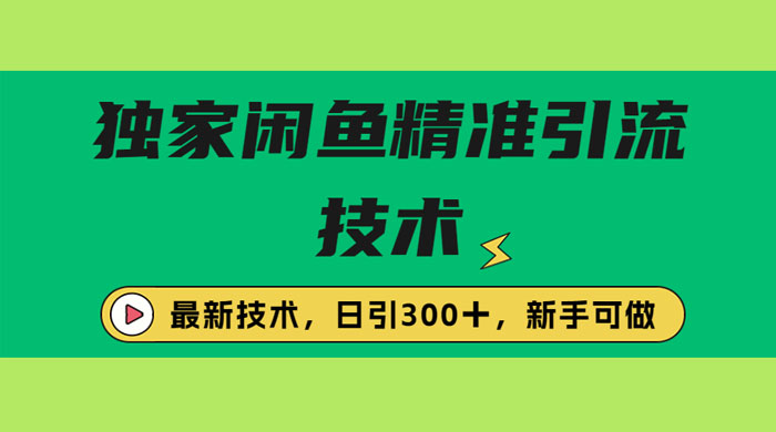 独家闲鱼引流技术,日引 300+ 实战玩法 独家闲鱼引流技术,日引 300+ 实战玩法