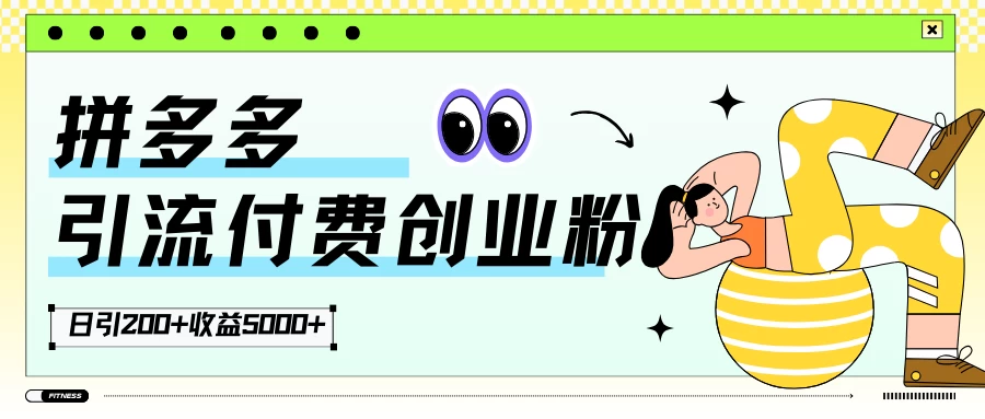 拼多多引流付费创业粉,日引200+,收益5000+-项目资源网